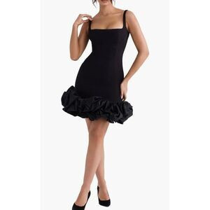 House of CB Lilou Dress Black Ruffle Hem Dress Medium | Poshmark