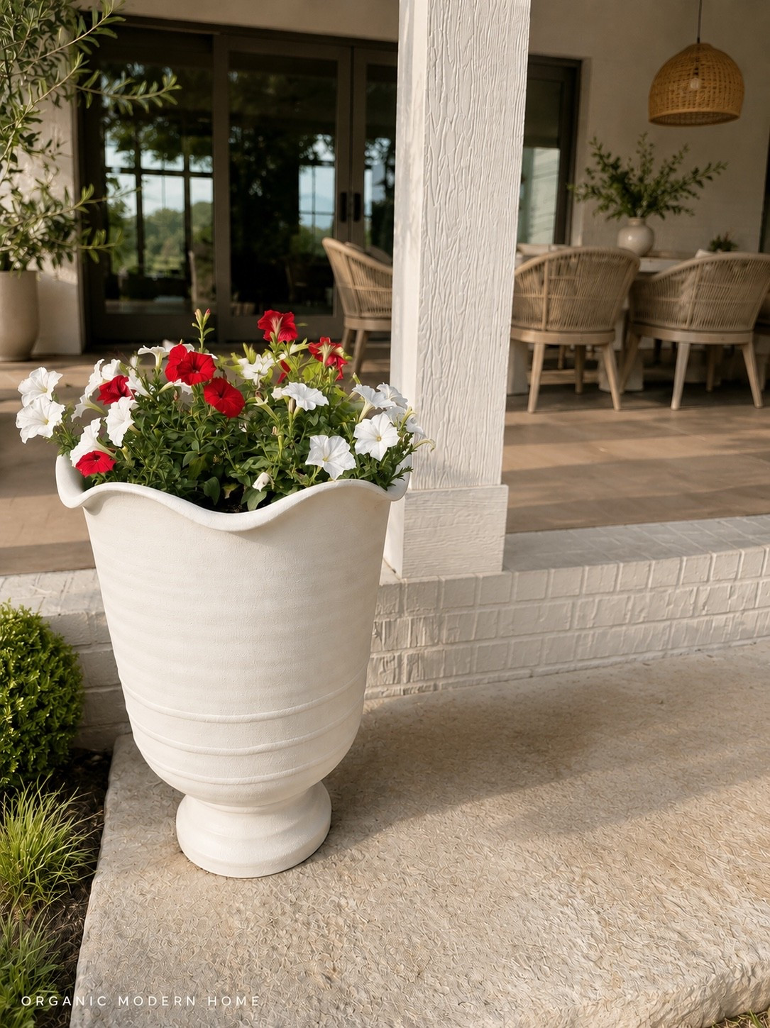 Outdoor patio refresh with @lowes scallop planter & @Wayfair outdoor table + chairs ❤️

| scalloped edge | large planter | back porch | flowers | garden | modern organic home | 4th of July decor | hosting | landscape | neutral | home decor | home inspo | new build | potting bench | Allen & Roth | purple leaf outdoor |

#LTKSeasonal #LTKHome