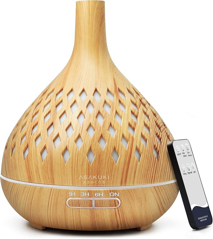 ASAKUKI Essential Oil Diffuser with Remote Control, 400ml Cool Mist Humidifier, 16 Hours Operatio... | Amazon (US)