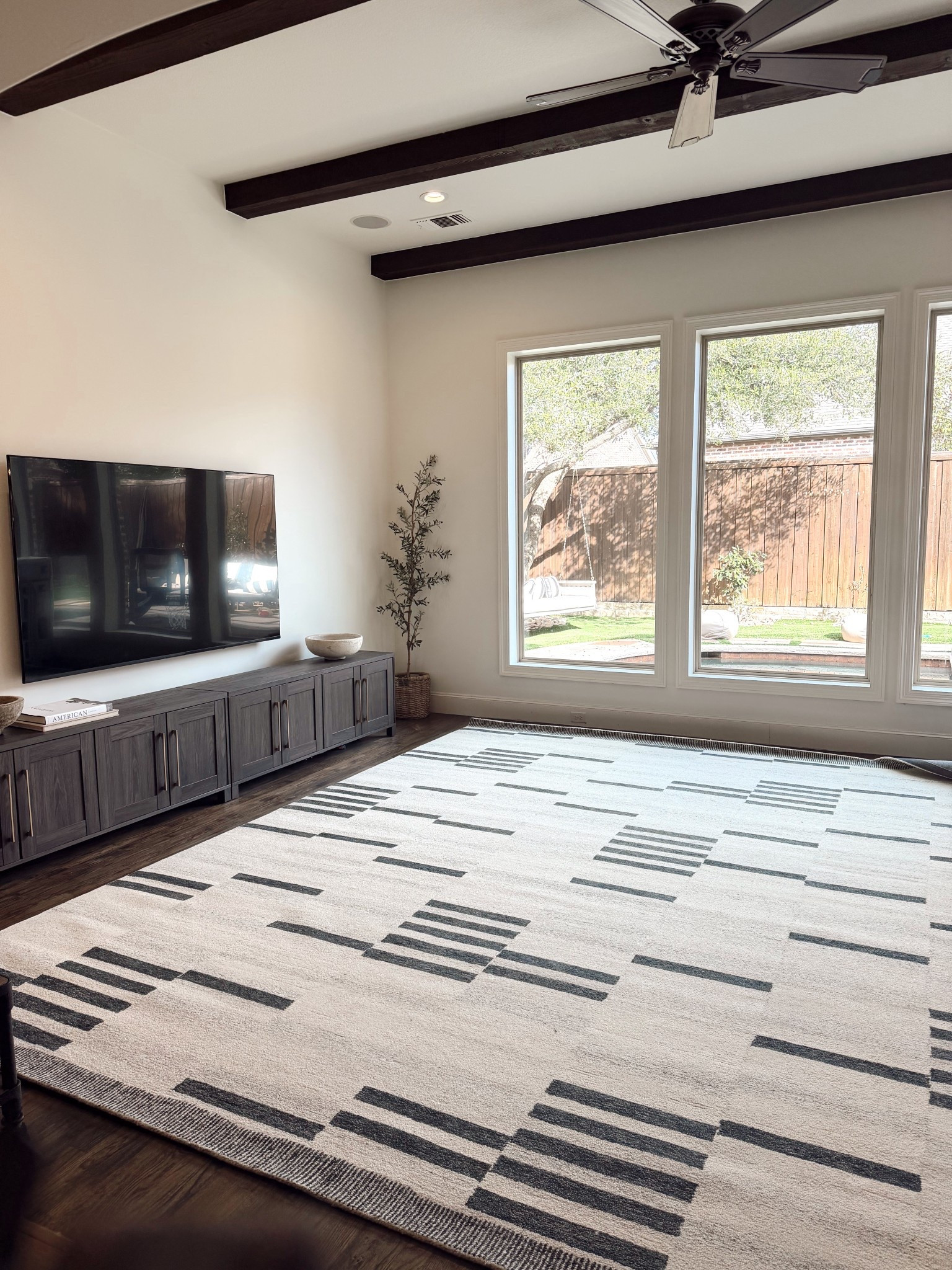 Rolled out the new rug for the family room makeover! This rug is super high quality, soft and highly recommend it! I do add a pad under it. 

#LTKHome