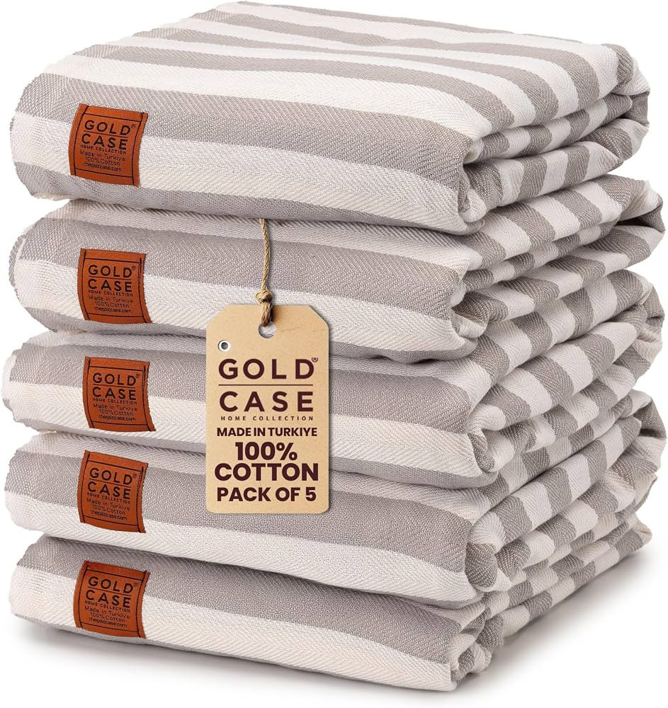 Gold CASE Turkish Beach Towel Set of 5 \u2013 100% Cotton Beach Towels Oversized 70x38'' \u2013 M... | Amazon (US)
