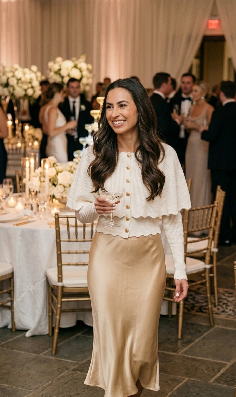 The dreamiest quiet luxury inspired evening look 🤍 This cream knit + satin skirt combo feels timeless, feminine, and effortlessly elevated for weddings, formal dinners, champagne nights, and elegant events.

Such a classy neutral outfit that looks SO expensive ✨

Linked my exact look in LTK.

#ltkstyle #quietluxury #oldmoneyaesthetic #weddinggueststyle #neutralfashion #femininefashion #softluxury #elegantoutfit #luxuryfashion #classystyle 

 