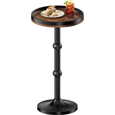 Small Round Side Table, Coffee Drink Table For Small Spaces, Modern Night Stand With Metal Leg, Weighted Iron Base Pedestal Round End Tables For Livin | Wayfair North America