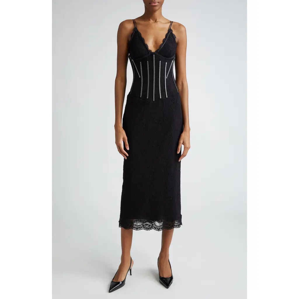 Dolce&Gabbana Lace Corset Dress in Nero at Nordstrom, Size 44 | Nordstrom