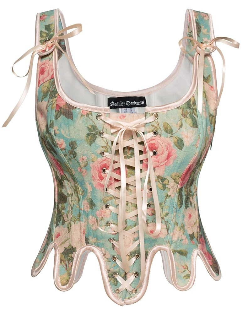 Scarlet Darkness Corset Tops for Women Renaissance Corset Floral Lace Up Bodyshaper Bustier | Amazon (US)