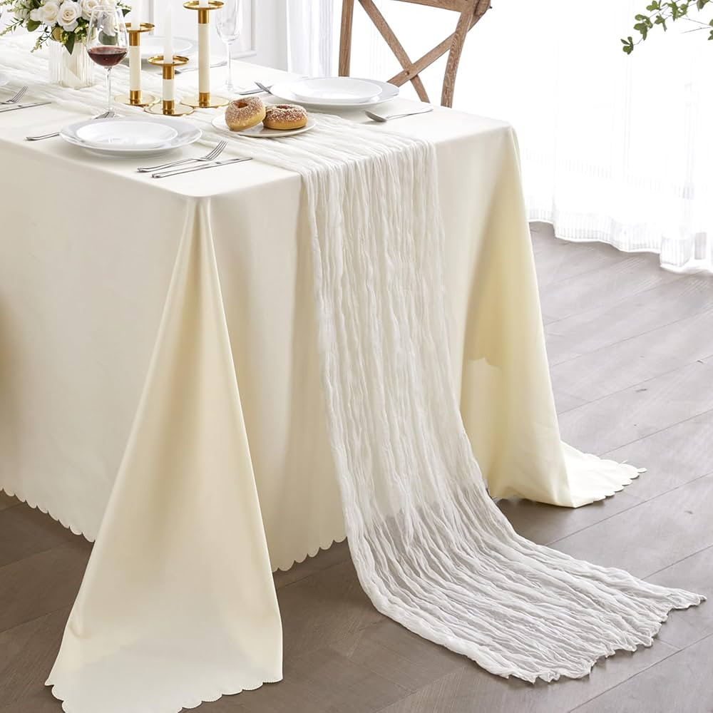 Nialnant White Table Runners,13Ft Cheesecloth Table Runner for Rustic Boho Wedding Bridal Showers... | Amazon (US)