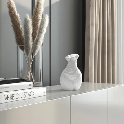 Curvy Ribbed Sculpture, White | Wayfair North America