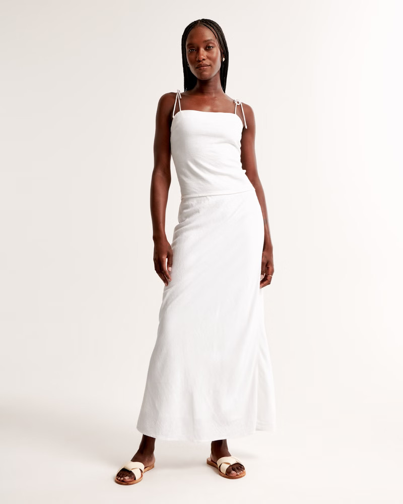 Linen-Blend Column Maxi Skirt | Abercrombie & Fitch (US)