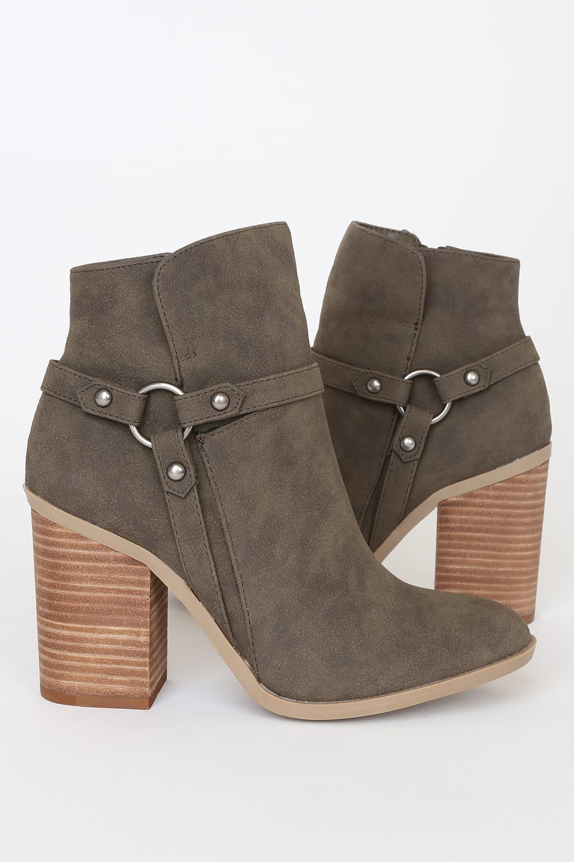 Marka Olive Green Nubuck Ankle Booties | Lulus (US)