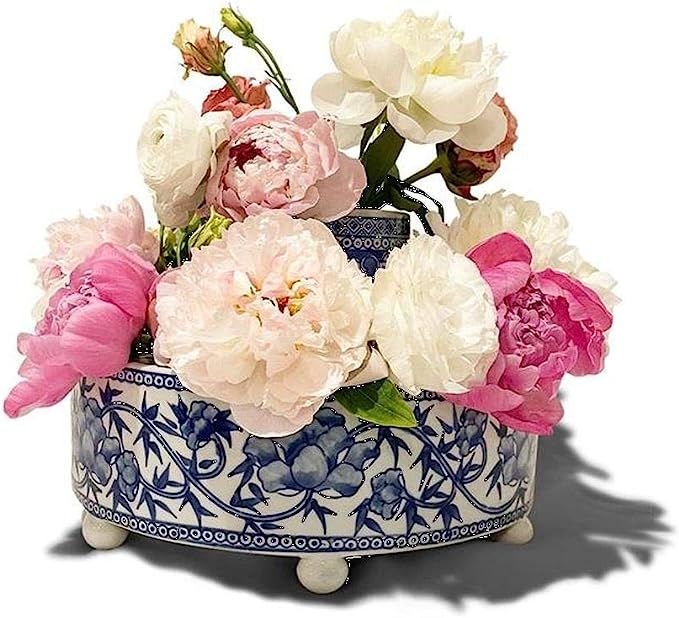 Two's Company Blue and White Pavilion 3-Piece Floral Arranger Set, Porcelain | Amazon (US)