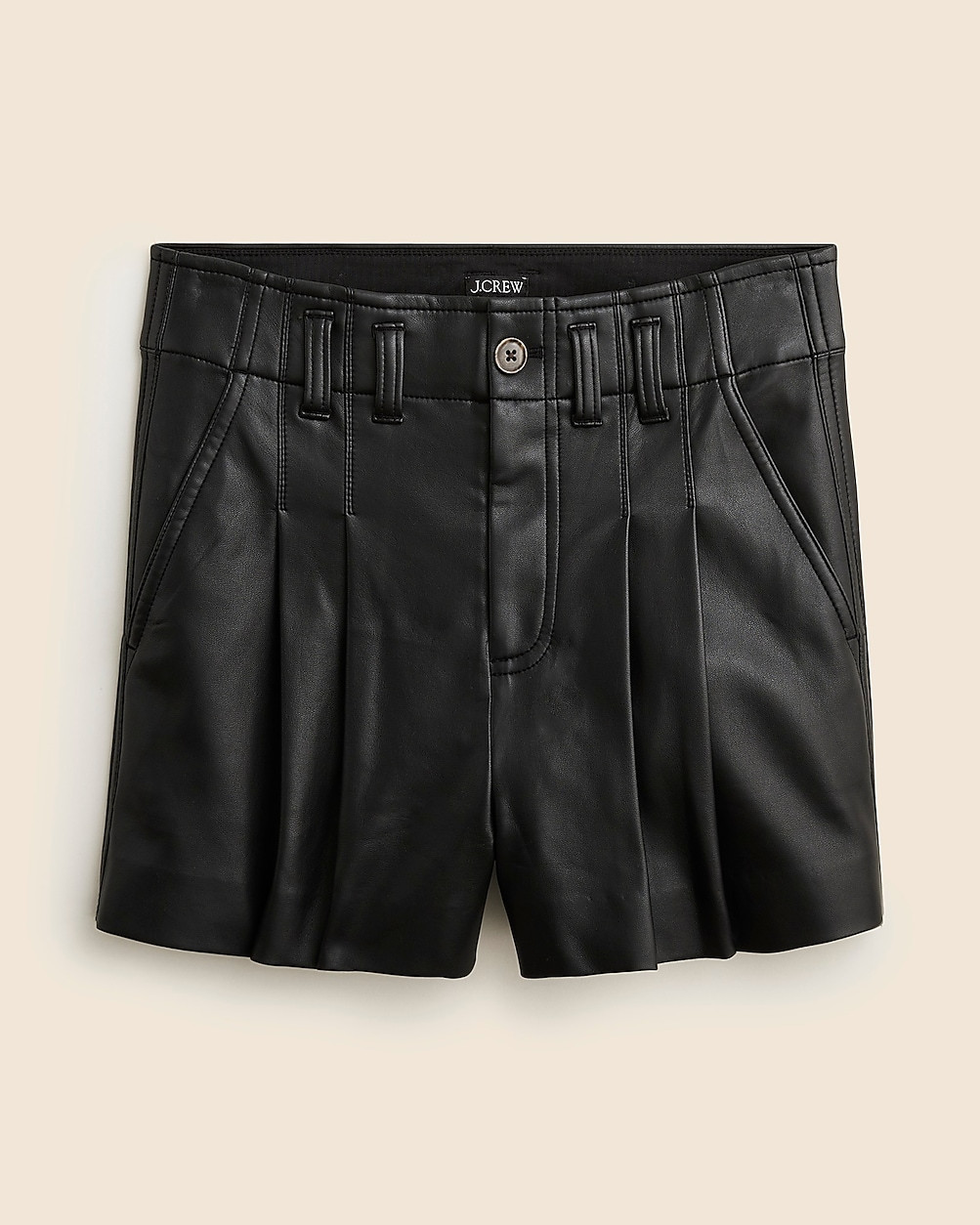 Pleated trouser short in faux leather | J. Crew US