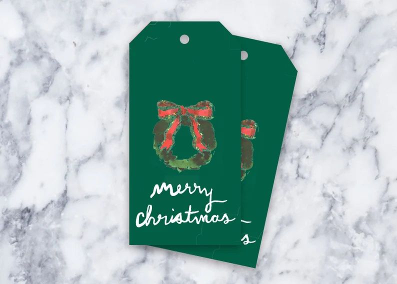 Wreath Tag: Hunter {Gift Tag, Christmas, Holiday, Party} | Etsy (US)