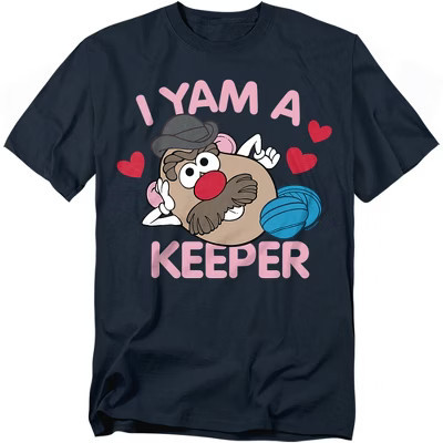 Men's Potato Head Valentine's Day Yam A Keeper T-Shirt, Navy, 3X Large | Target