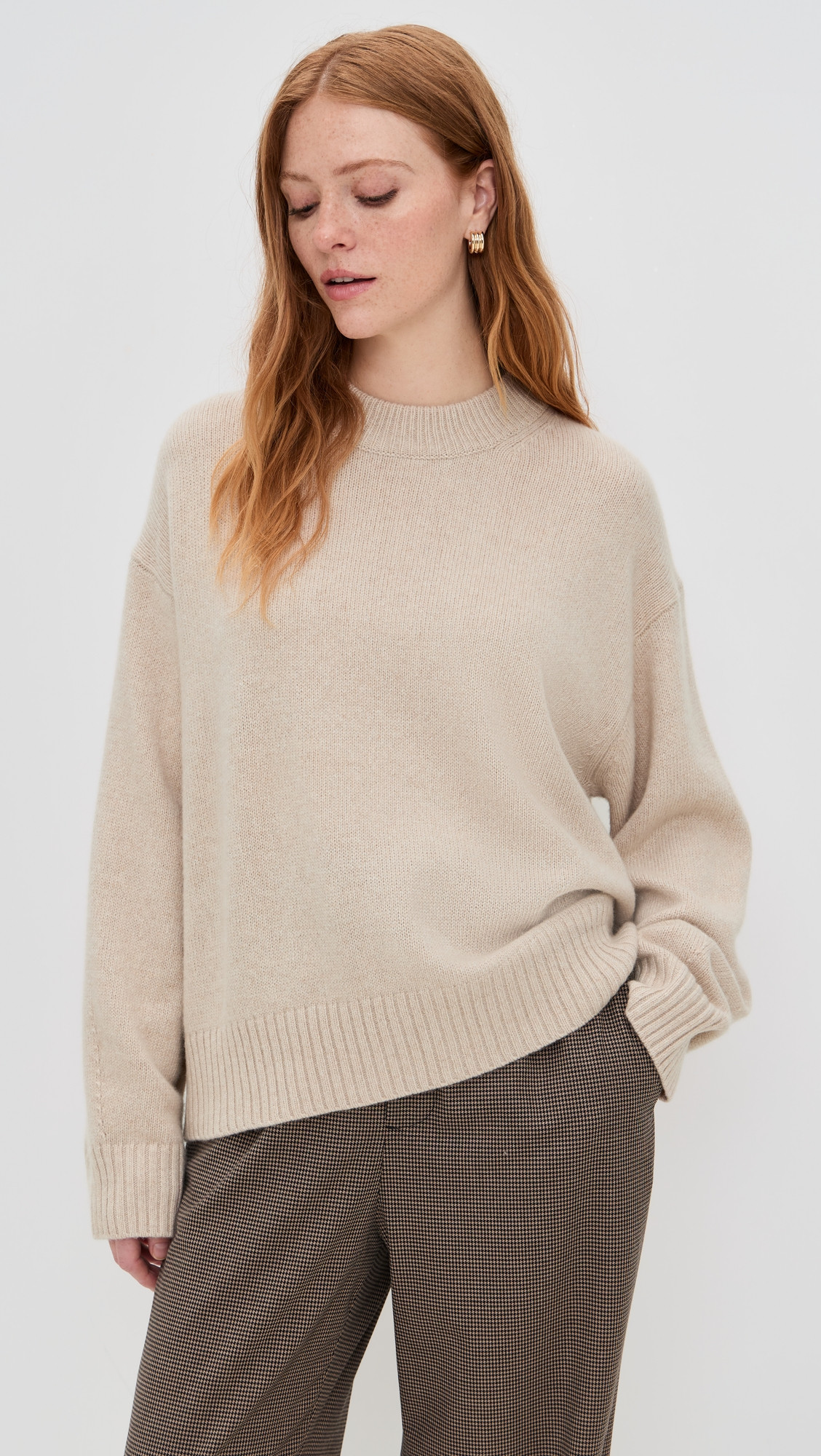 Reformation Cove Cashmere Oversized Crew Wheat XL | Shopbop