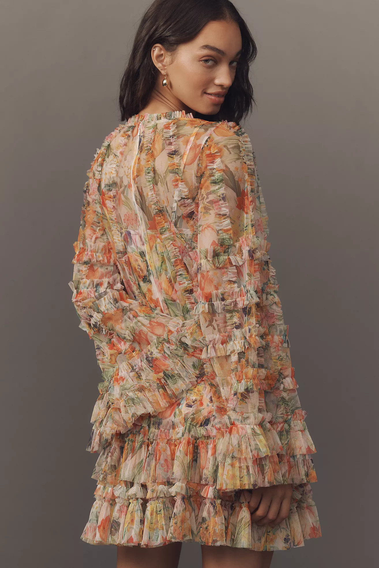 Mac Duggal Long-Sleeve Ruffled Mini Dress | Anthropologie (US)