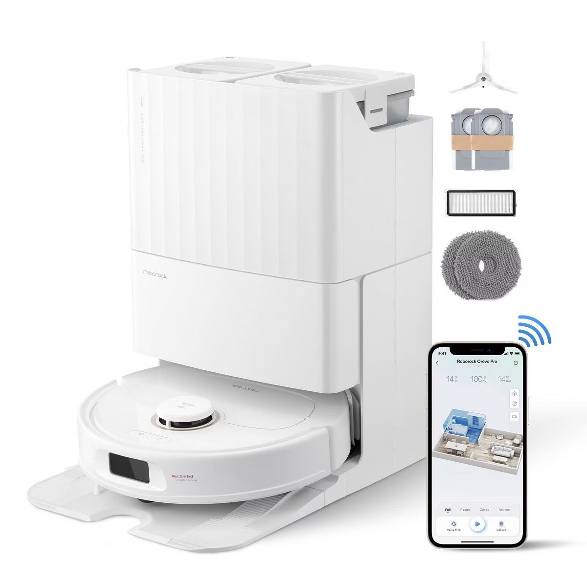 Roborock Qrevo Pro Robot Vacuum and Mop with FlexiArm Edge Mopping, Dynamic Hot Water Re-Wash and... | Target