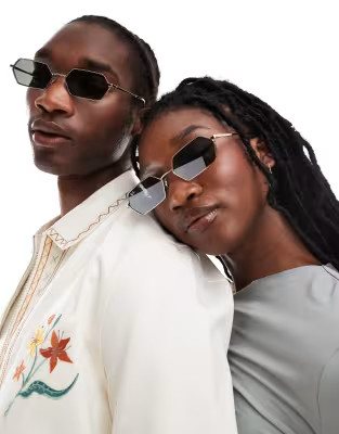 Ray-Ban yevi hexagonal sunglasses in gold/black | ASOS (Global)