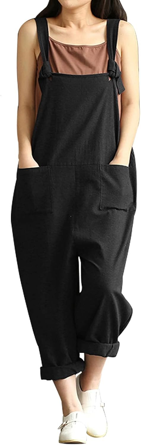 Women's Casual Plus Size Overalls Baggy Wide Leg Loose Rompers Jumpsuit | Amazon (US)