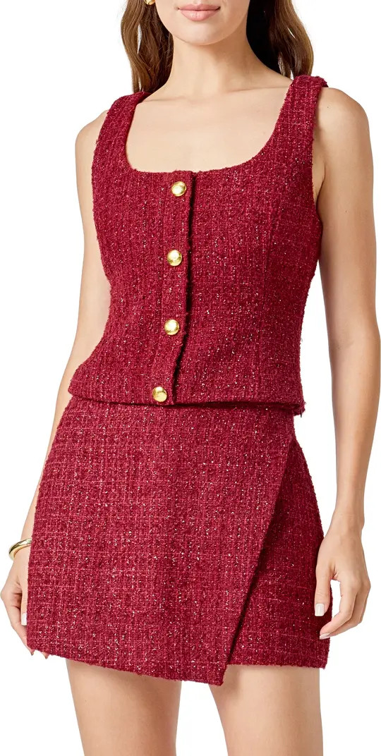 Tweed Button Front Top | Nordstrom