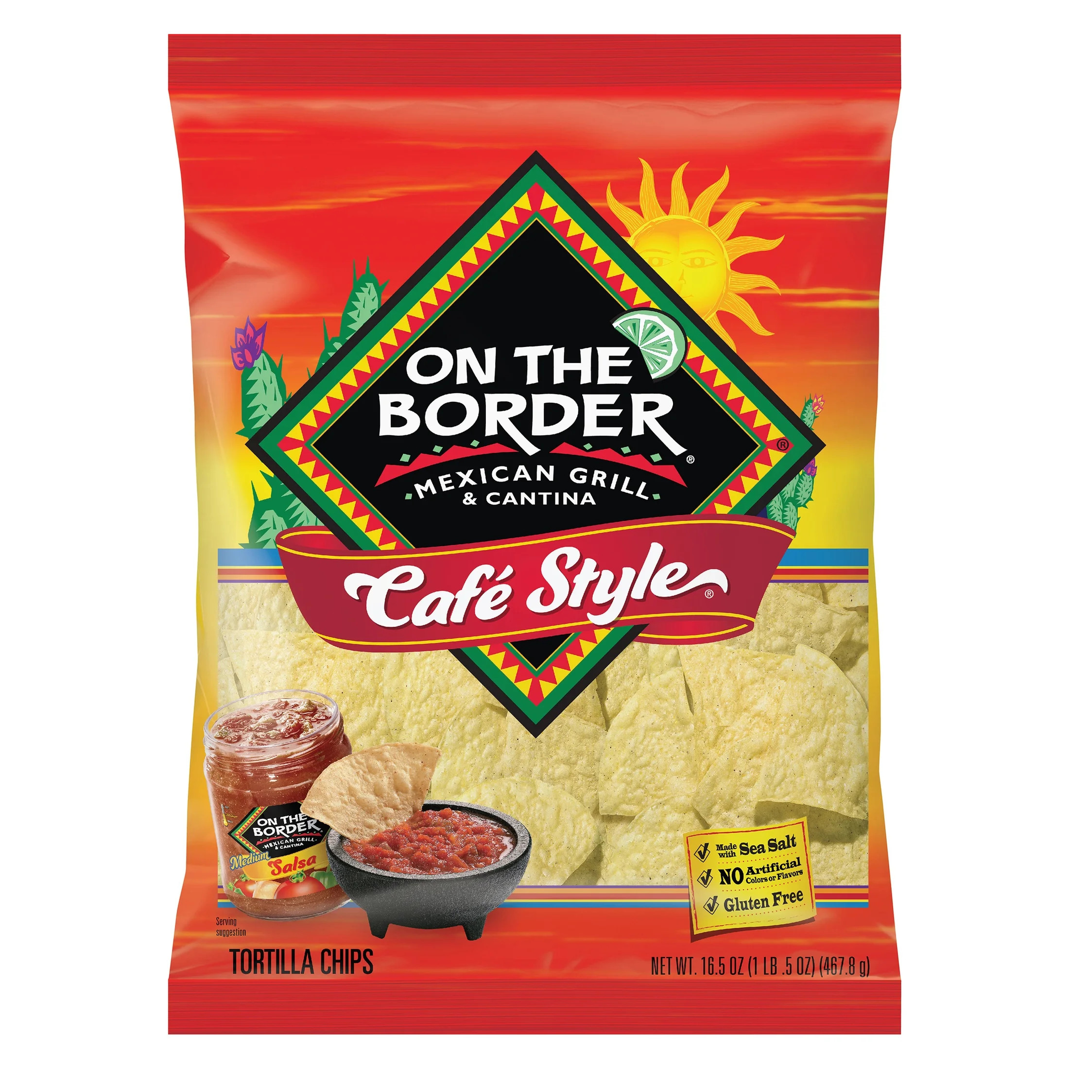 On The Border Cafe Style Tortilla Chips, Gluten-Free, 16.5 oz Bag | Walmart (US)