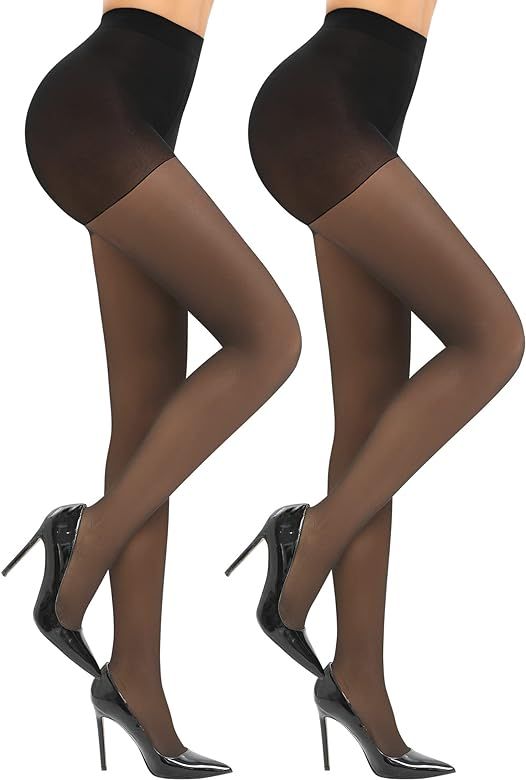 RISSCAN 2-3 Pairs Women's Sheer Tights 20D Control Top Pantyhose Sexy Footed Tights | Amazon (US)