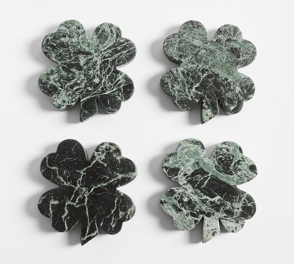 Four Leaf Clover Marble Coasters - Set of 4 | Pottery Barn (US)