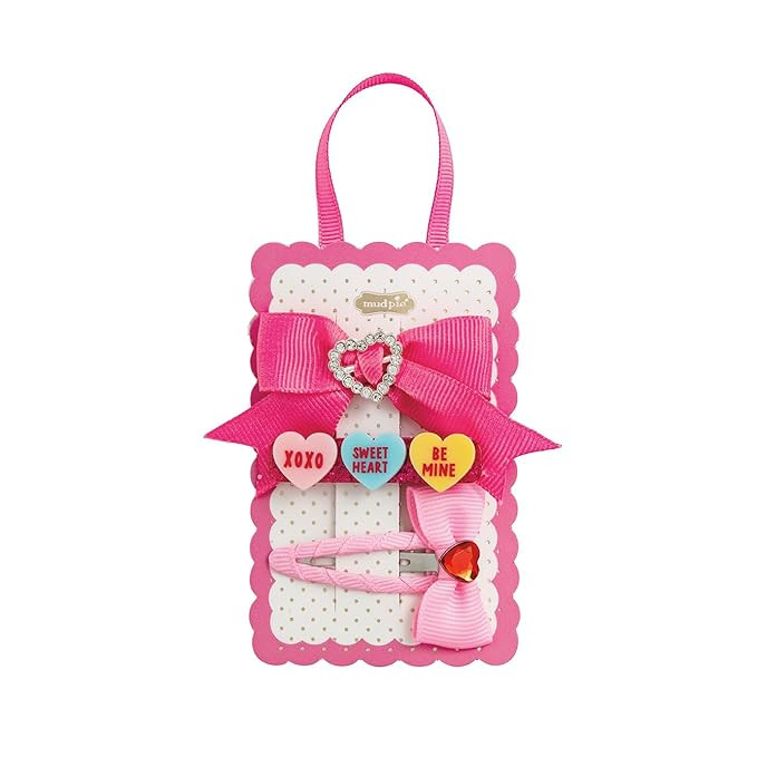 Mud Pie Girls Kids Valentine's Day Hair Clip, Pink, 2" Wide | Amazon (US)
