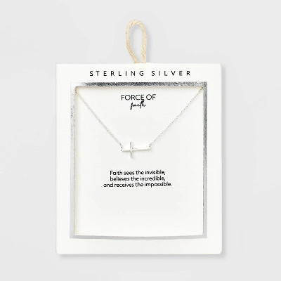 Sterling Silver Horizontal Cross Station Necklace - Silver | Target