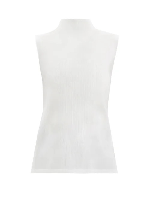 Pleats Please Issey Miyake - Mist Fine Technical-pleated Top - Womens - White | Matches (US)
