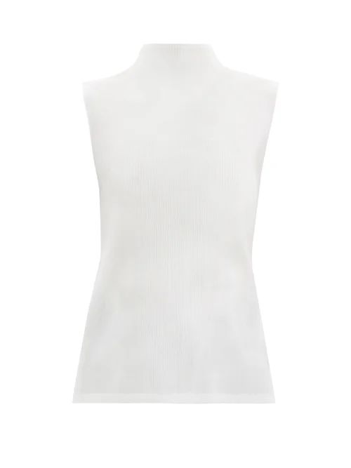 Pleats Please Issey Miyake - Mist Fine Technical-pleated Top - Womens - White | Matches (US)