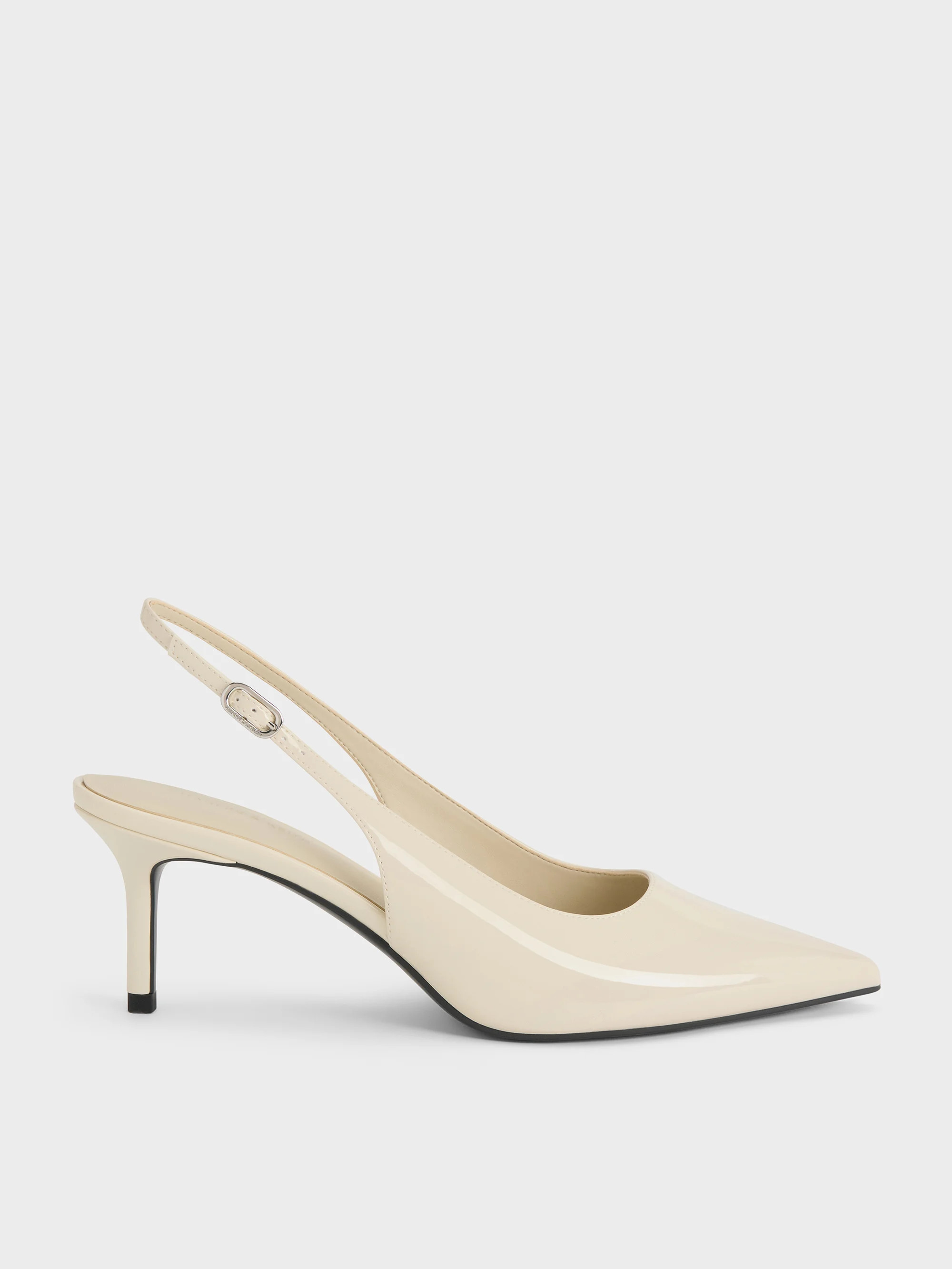 Chalk Kaia Patent Slingback Pumps | CHARLES & KEITH UK | Charles & Keith UK