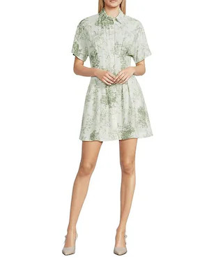 Sophia Toile Collar Above Elbow Sleeve Printed Poplin Dress | Dillard's