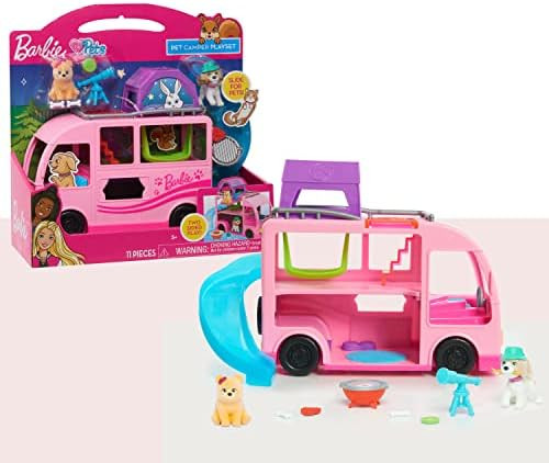 Just Play Barbie Pet Camper, 11-Pieces, Toy Figures and Playset, Kids Toys for Ages 3 Up , Pink | Amazon (US)