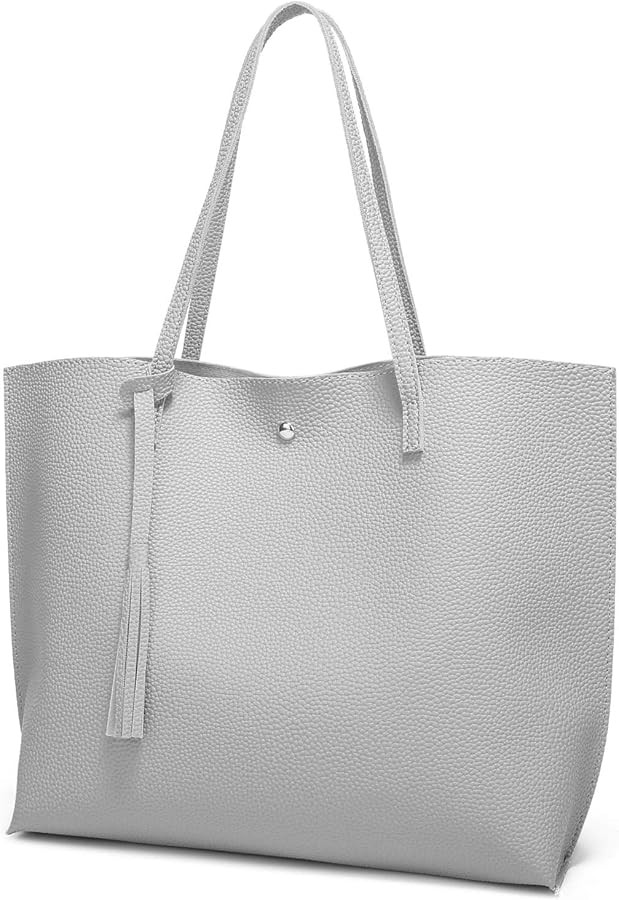 Dreubea Women's Soft Faux Leather Tote Shoulder Bag from, Big Capacity Tassel Handbag | Amazon (US)