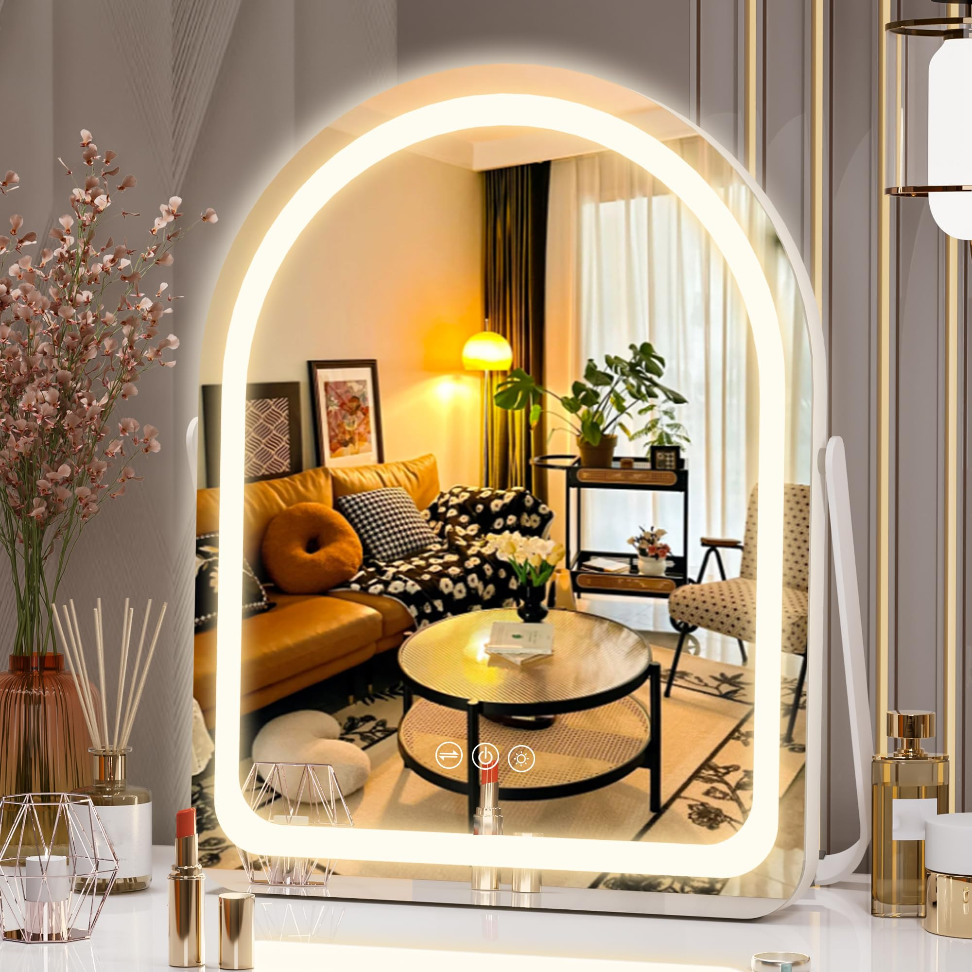 Hasipu Vanity Mirror with Lights, 11"× 14" Arched LED Makeup Mirror, Lighted Makeup Mirror with ... | Amazon (US)