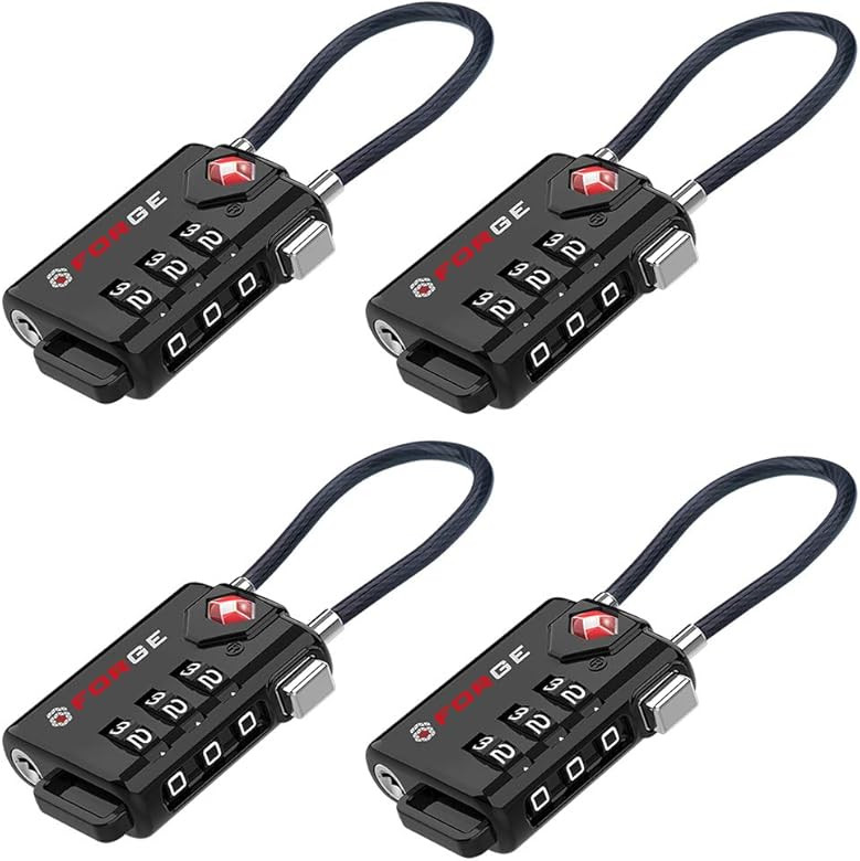 TSA Approved Cable Luggage Locks, Re-settable Combination with Alloy Body | Amazon (US)
