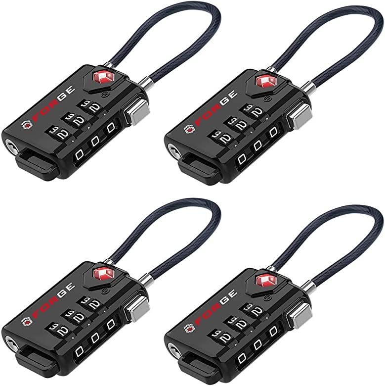 TSA Approved Cable Luggage Locks, Re-settable Combination with Alloy Body | Amazon (US)