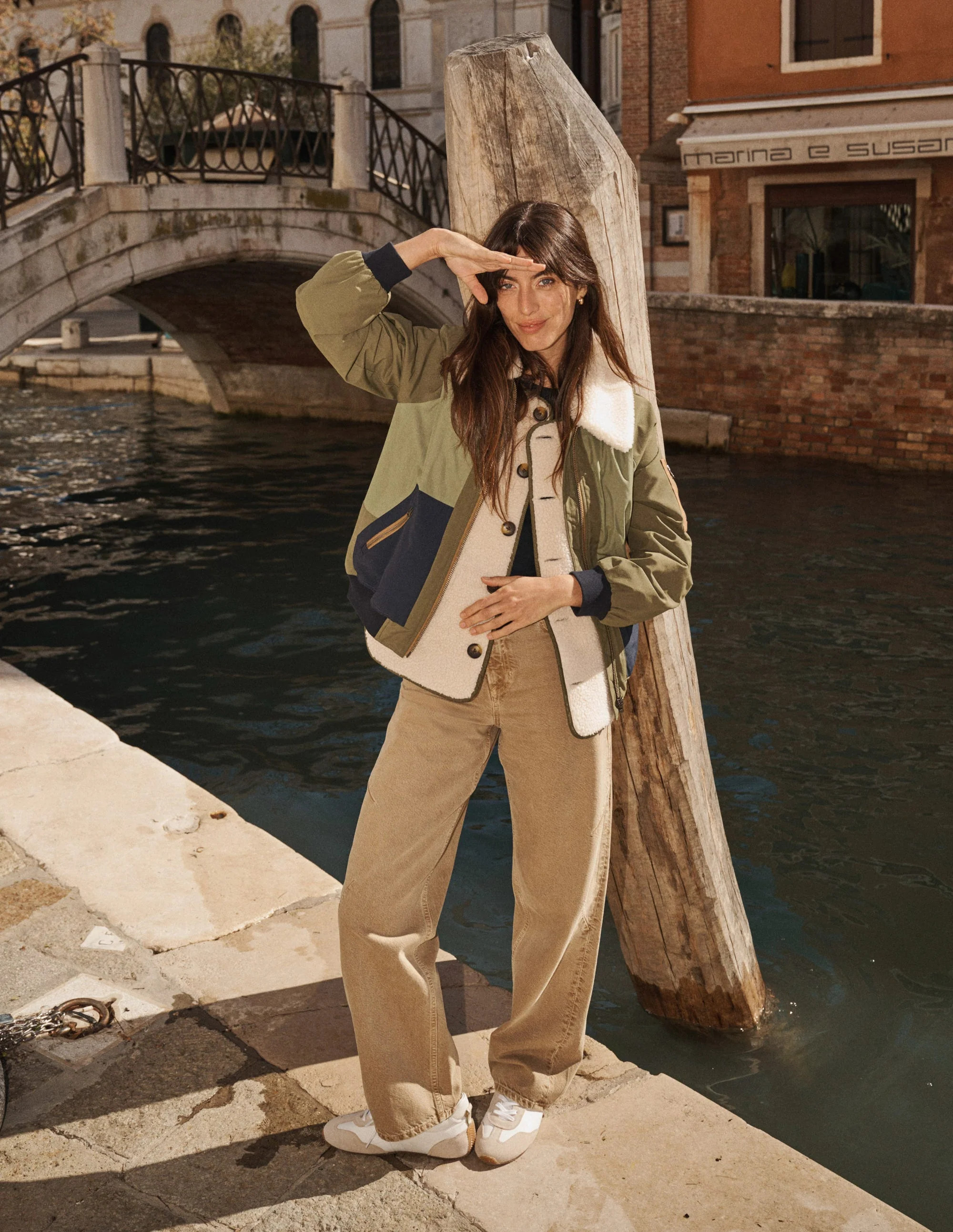 Borg Detail Bomber Jacket-Woodland Green | Boden UK