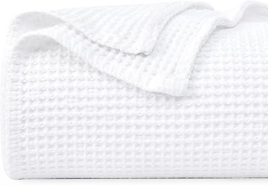 PHF 100% Cotton Waffle Weave Blanket Queen Size 90"x90"-Lightweight Washed Soft Breathable Blanke... | Amazon (US)