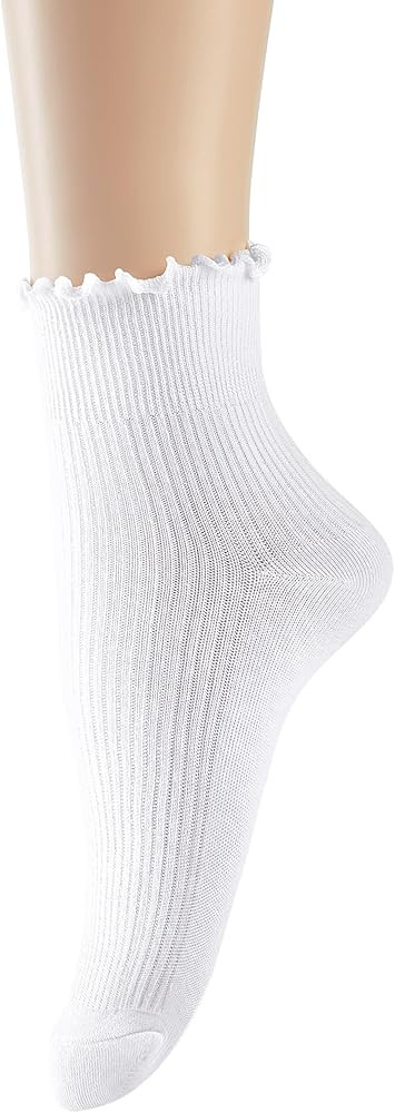 Ruffle Crew Socks Cute Ankle Socks for Women Girls Cotton Knit Lettuce Frilly Socks Athletic Sock... | Amazon (US)