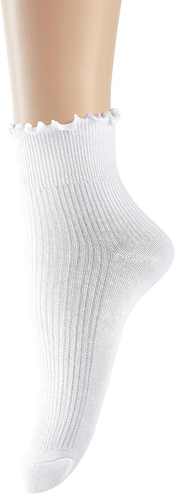 UTTPLL Ruffle Crew Socks Women Turn-Cuff Athletic Aesthetic Lettuce Socks Ladies Thin Lovely Cott... | Amazon (US)
