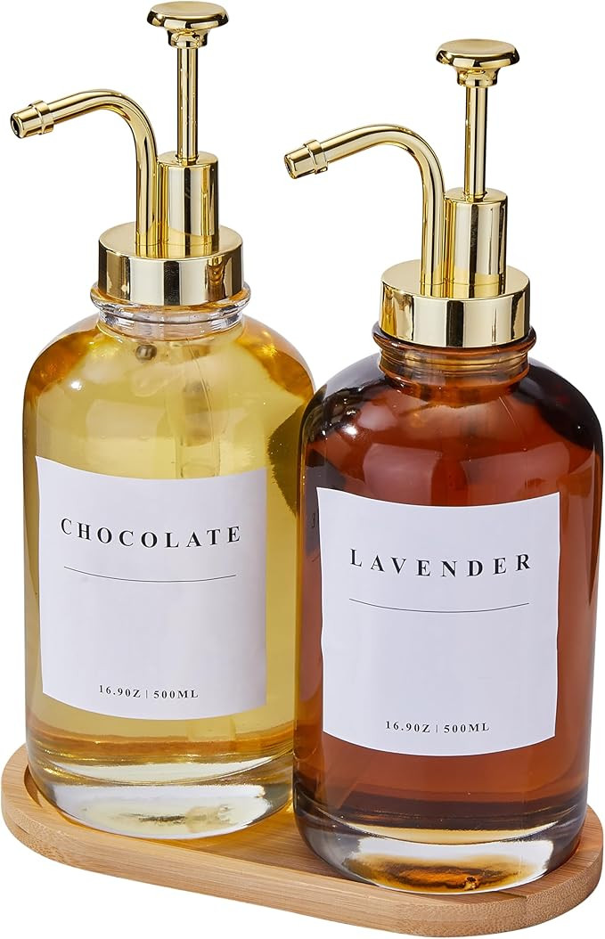 Coffee Syrup Dispenser for Coffee Bar, Coffee Syrup Pump Dispenser, Glass Syrup Bottle with Gold ... | Amazon (US)