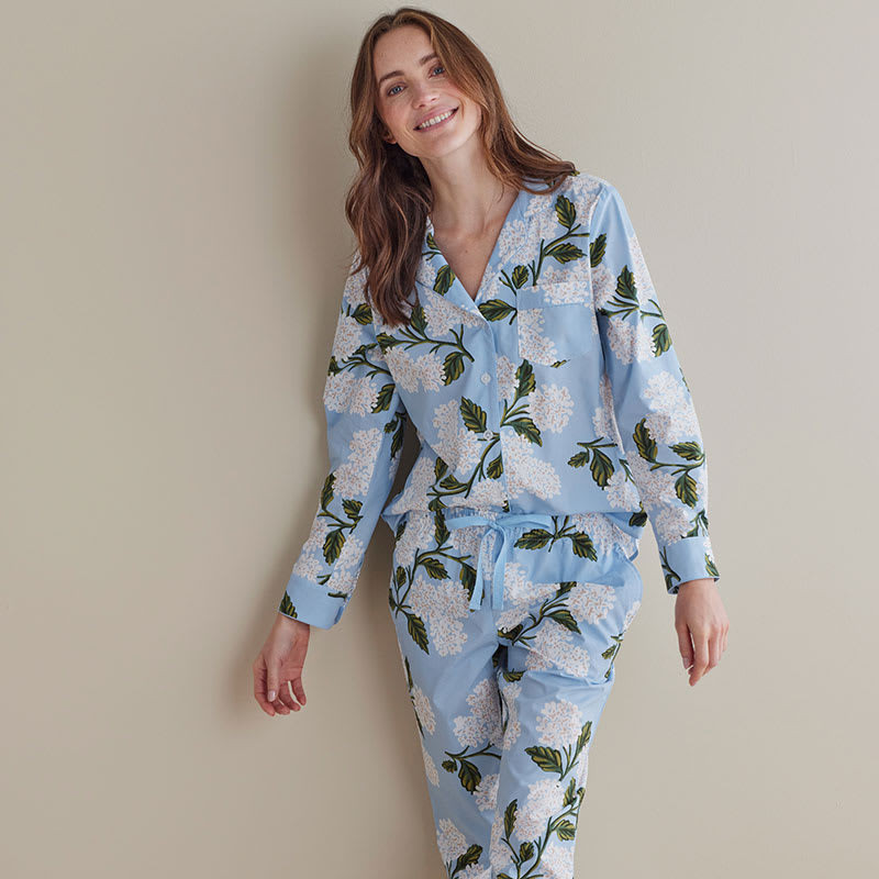 Poplin Women's Pajama Set - Hydrangea, XXL | The Company Store