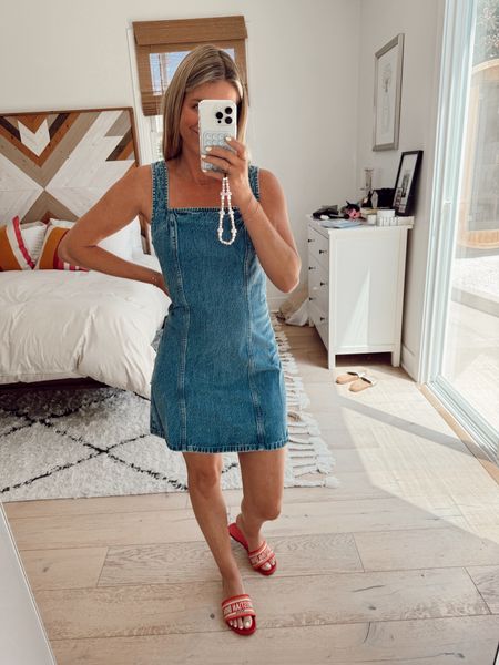 Sleeveless denim shift dress. Cute for spring/summer. 4th of July outfit  

#LTKstyletip #LTKSeasonal #LTKfindsunder100