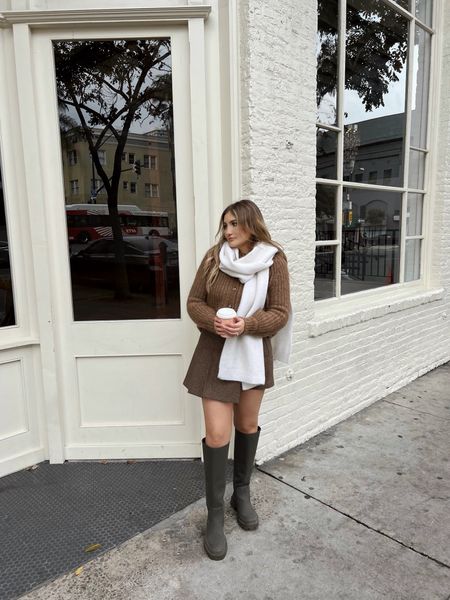 Bundled up 🤎
Sized down in cardigan for a less oversized fit
Skirt runs full size smaller, size up!

#LTKSeasonal #LTKstyletip #LTKfindsunder100