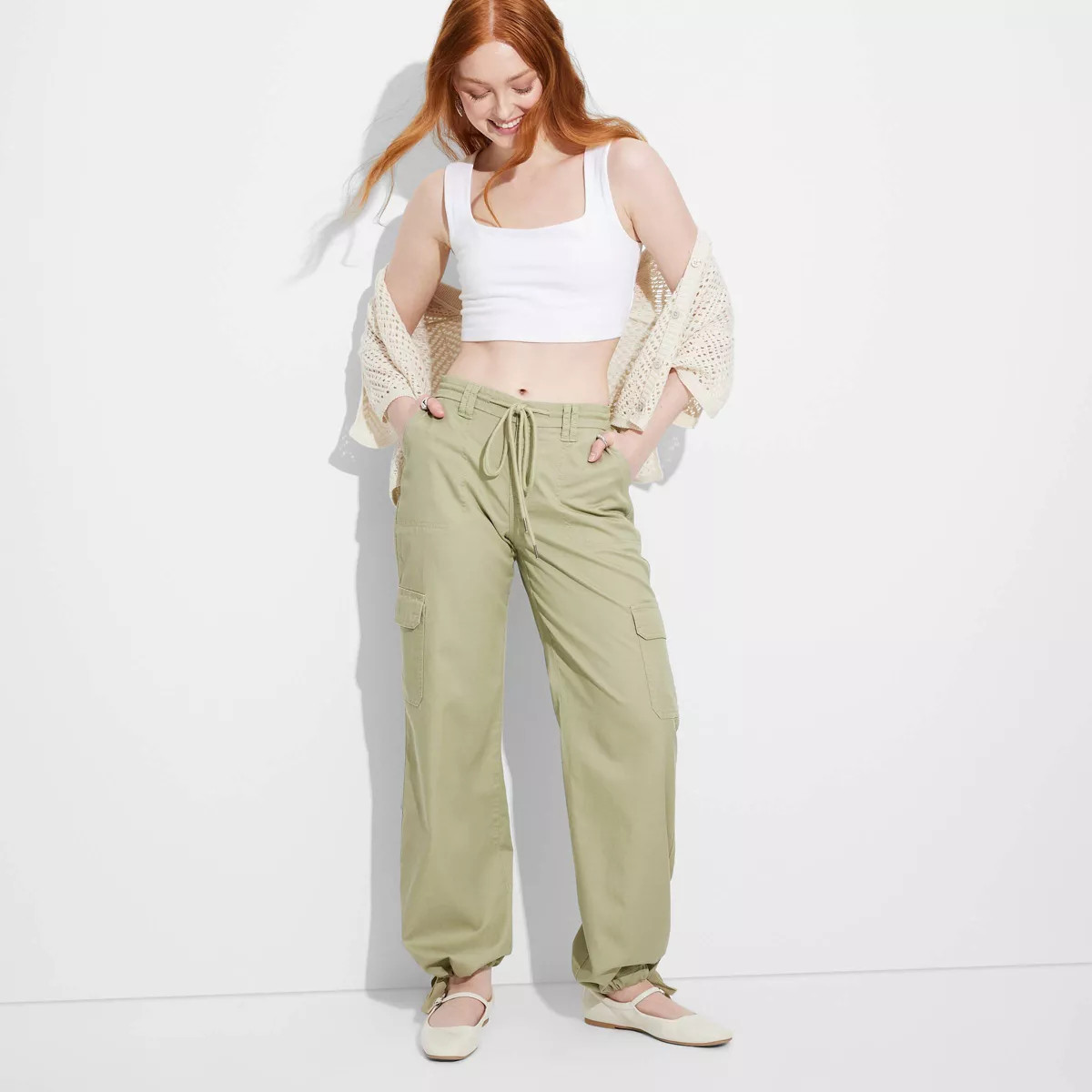 Women's Mid-Rise Wide Leg Cargo Beach Pants - Wild Fable™ | Target