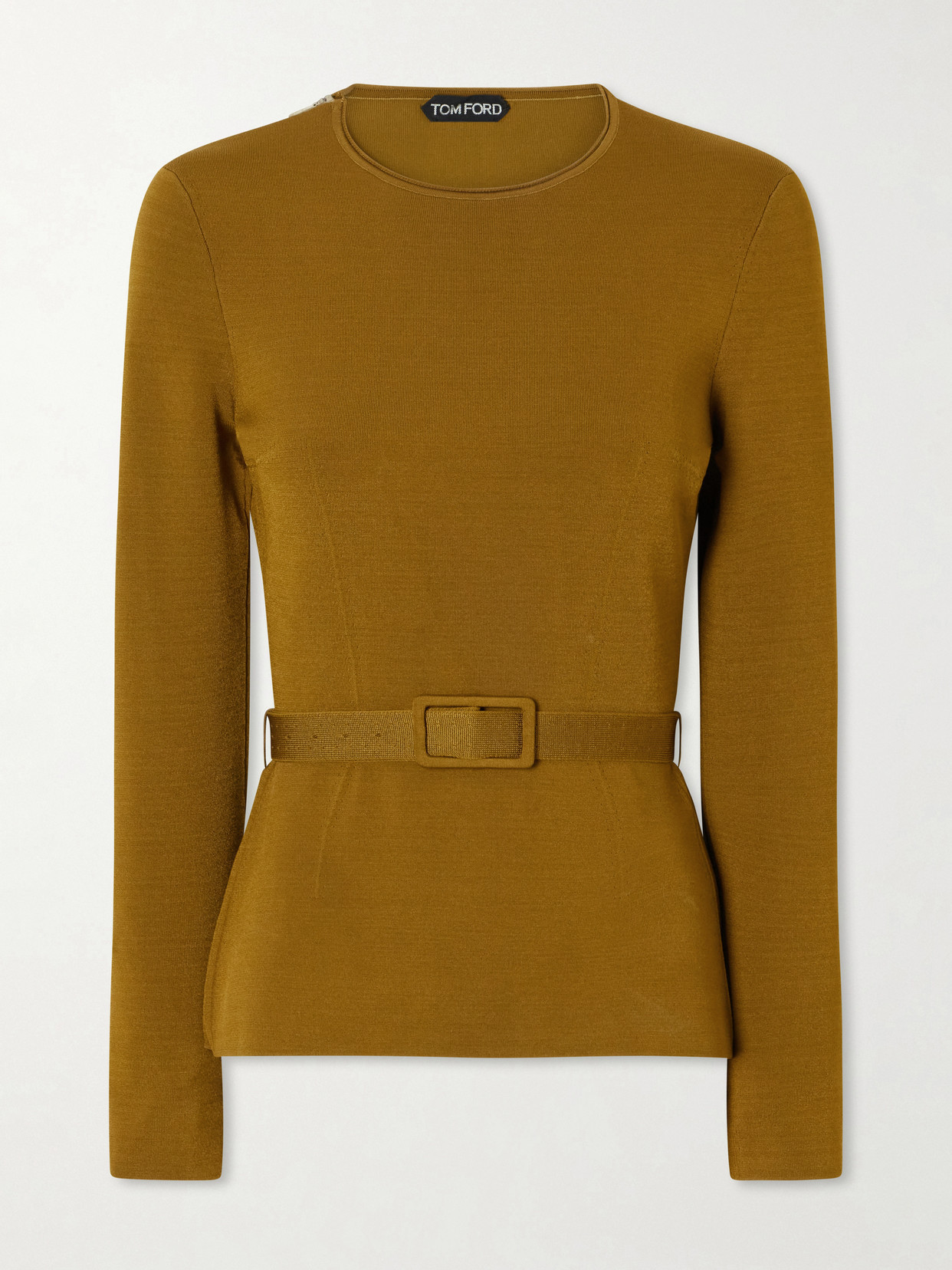 TOM FORD - Belted Crepe Blouse - Yellow | NET-A-PORTER (US)