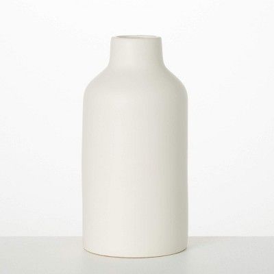 Sullivans 12" Large Matte Ivory Bottle Vase, Ceramic | Target