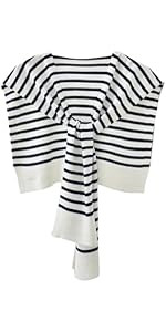 Womens Striped Pashmina Shawls and Wraps Knitted Sweater Casual Shawl Wraps Scarf Cardigan Cape C... | Amazon (US)