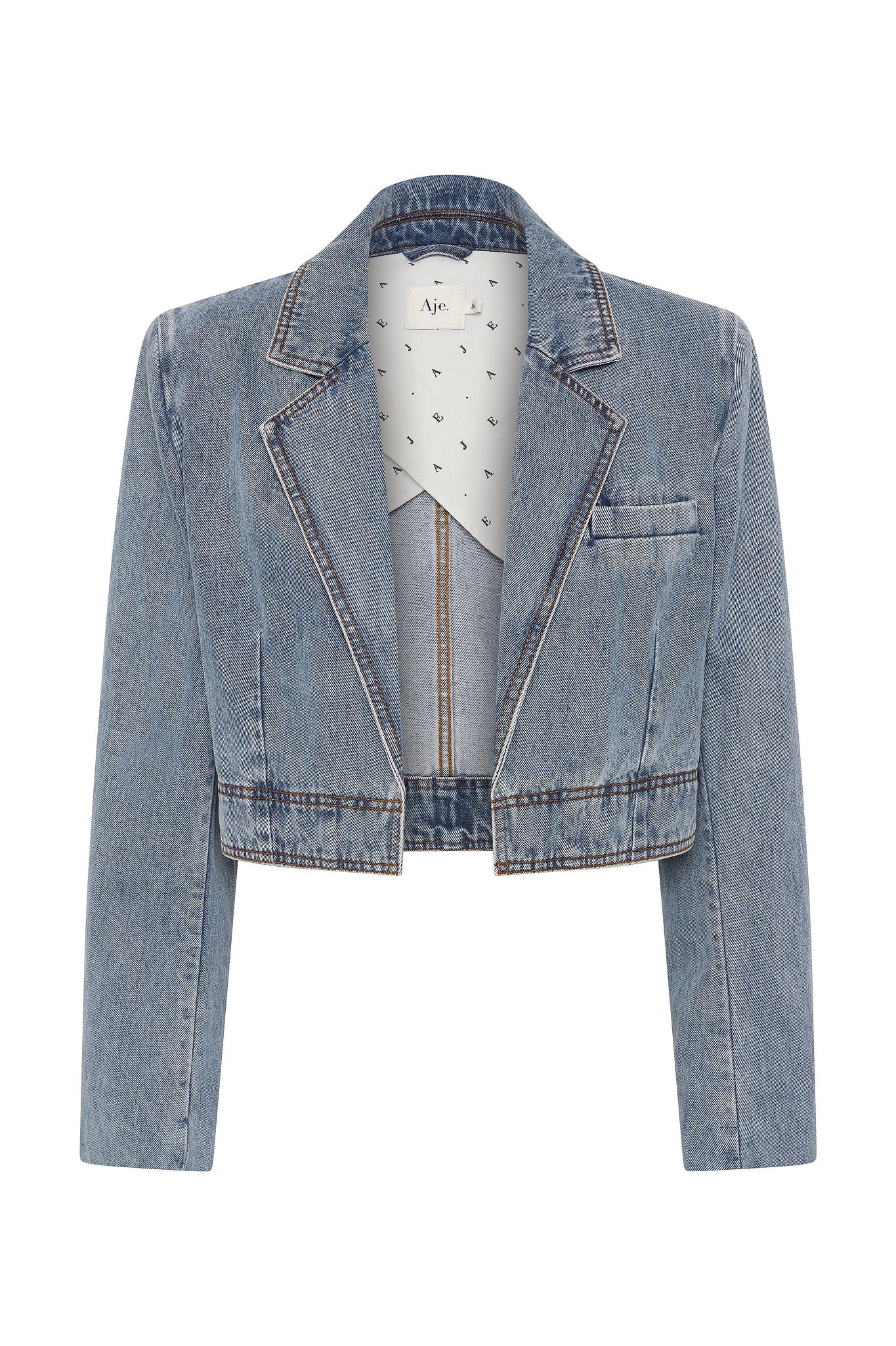 Juno Cropped Denim Blazer | aje. (Australia and New Zealand)